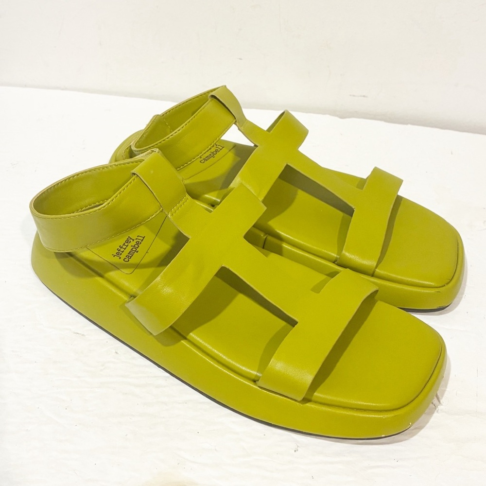Jeffrey Campbell Devis Bolo Sandals‎ in Green Chartreuse Size 7 - Picture 3 of 6